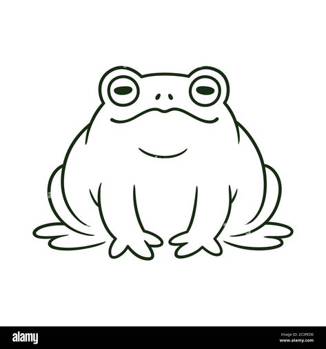 Download this stock vector: Cartoon toad, black and white line drawing. Funny toad sitting. Isolated vector clip art illustration. - 2C3PED6 from Alamy's library of millions of high resolution stock photos, illustrations and vectors. Drawing Funny, Frog Illustration, Frog Drawing, Frog Design, Black And White Lines, Vector Cartoon, White Line, Frog And Toad, Toad