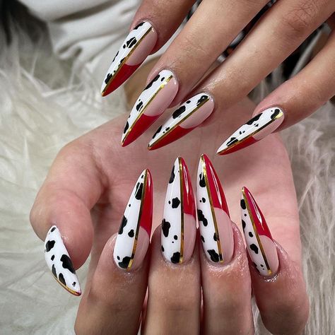 Cow Print Nails Acrylic, Print Nails Acrylic, Cute Nails Fall, Nails Cow Print, Nail Ideas Autumn, Rockabilly Nails, Autumn Nails Ideas, Aesthetic Nail Ideas, Acrylic Nail Inspiration