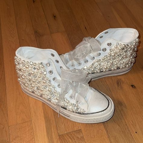 Free People Bridal High Top Converse With Pearls Converse With Pearls, Free People Bridal, High Top Converse, Pearl Shop, Free People Shoes, Pearl Color, Converse High Tops, Womens Shoes Sneakers, High Top