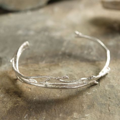 Handmade Twig Cuff Bracelet - Silver | VivaTerra Butterfly Museum, Twig Jewelry, Ocean Ring, Fancy Rings, Organic Jewelry, Bangles Jewelry Designs, Botanical Jewelry, Silver Jewels, Silver Bangle Bracelets