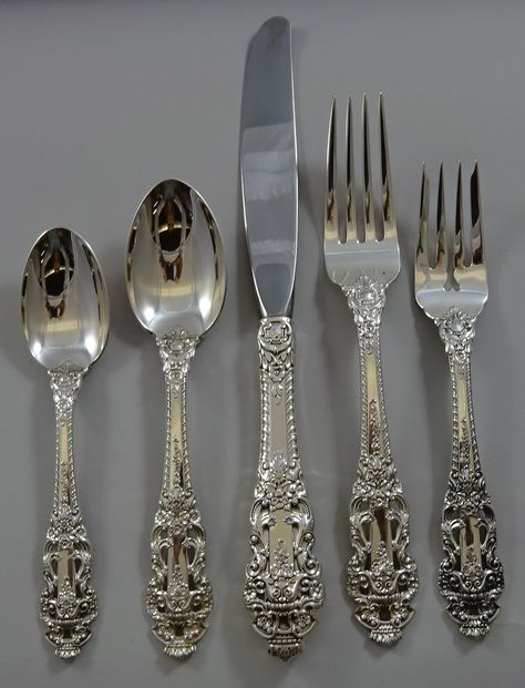 Crown Baroque by Gorham Luxury Utensils, Fancy Utensils, Fancy Silverware, Fancy Cutlery, Gothic Cutlery, Antique Cutlery, Cottage Core Kitchen, Victorian Cutlery, Luxury Cutlery