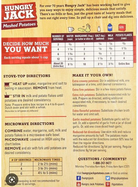 Hungry Jack Potatoes, Gluten Free Mashed Potatoes, Mashed Potato Flakes, Flavored Mashed Potatoes, Jack Potato, Hungry Jacks, Fluffy Mashed Potatoes, Instant Potatoes, Instant Mashed Potatoes