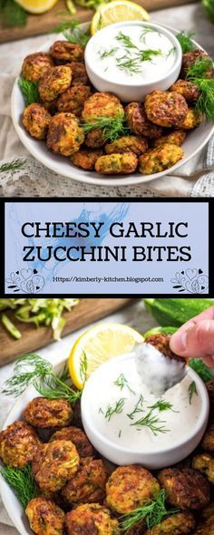 CHEESY GARLIC ZUCCHINI BITES - Kimberly Kitchen Zucchini Balls, Fancy Cooking, Garlic Zucchini, Zucchini Recipes Dessert, Appetizers Ideas, Zucchini Bites, Easy Zucchini Recipes, School Meals, Easy Zucchini