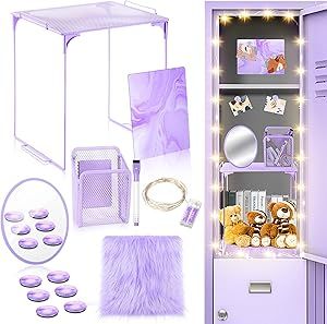 Amazon.com: Honoson 13 Pcs Locker Organizer and Decorating Kit, First Day of School Essentials for Girl Marble Print Whiteboard with Markers Locker Shelf Plush Area Rug Mirror Magnetic Cup (Purple) : Office Products #ad How To Organize Your Locker, Locker Organization Ideas Middle School, How To Organize School Locker, Locker Ideas, Girl Locker Decorations, Mini Locker Purple, School Locker Organization, Locker Shelves, School Wishlist