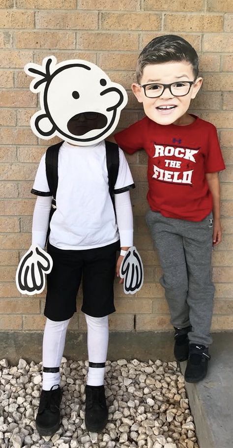 Book character day! Diary of a wimpy kid costume! Book Day Characters Costumes, Diy Diary Of A Wimpy Kid Costume, Diary Of A Wimpy Kid Costume Diy, Book Character Costumes For Kids Boys, Greg Heffley Costume, Book Day Costumes Boys, Diary Of A Wimpy Kid Costume, World Book Day Costumes Boys, Book Character Costumes For Boys