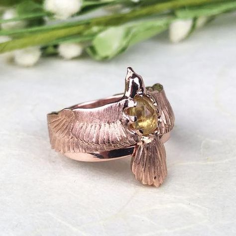 Rose Gold Bird Engagement Ring Sapphire Bird Engagement Ring, Engagement Ring Sapphire, Bird Ring, Bird Rings, Gemstone Collection, Ring Sapphire, Feeling Inspired, Wedding Things, Feel Inspired