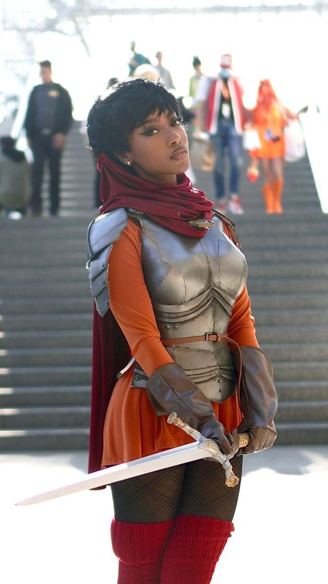 Casca cosplay by Aliya Will - cosplay post - Imgur Casca Berserk Outfit, Guts Cosplay, Casca Cosplay, Berserk Cosplay, Fantasy Leather Armor Dress, Female Leather Armor Dress, Female Guts Berserk, Swordswomen Reference, Comicon Costume