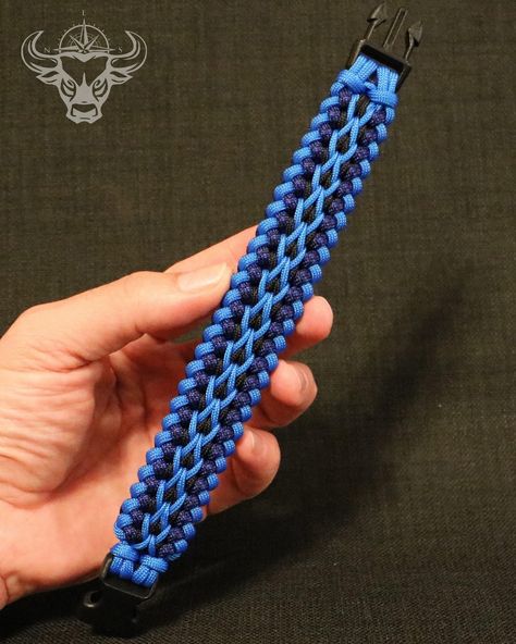 Elite Sanctified Paracord Bracelet . CORDS: Greece Blue 550, Black & Electric Blue Diamond 550 Black Type 1, Greece Blue Type 1 . #eastandbulldesign #paracord #bracelet #paracordbracelet #surferbracelet #handmade #handcrafted Mad Max Paracord Bracelet Tutorial, Police Paracord Bracelet, Durable Black Paracord Bracelets, Trilobite Paracord, Double Cobra Paracord, 550 Paracord, Electric Blue, Paracord, Band