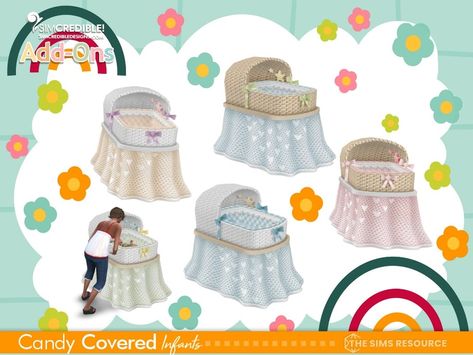 The Sims Resource - Candy Covered Infants- Crib Sims 4 Beds, Baby Table, Sims 4 Clutter, Sims 4 Children, Toddler Stuff, Toddler Beds, Faux Fur Rug, Zara Mini, Baby Bassinet