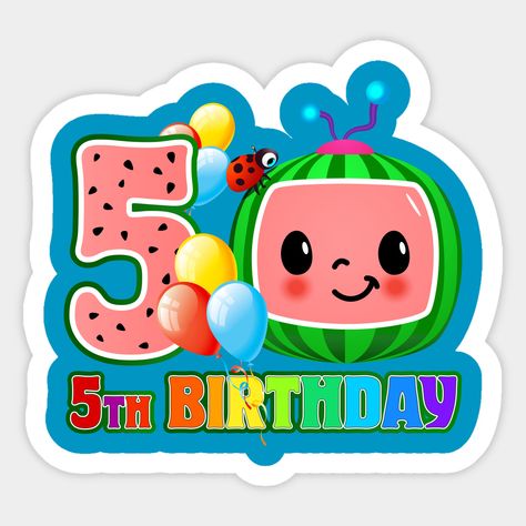 5th birthday cocomelon -- Choose from our vast selection of stickers to match with your favorite design to make the perfect customized sticker/decal. Perfect to put on water bottles, laptops, hard hats, and car windows. Everything from favorite TV show stickers to funny stickers. For men, women, boys, and girls. Balloon Design For Birthday, Birthday Cocomelon, Cake Stickers, Cocomelon Cake, 5th Birthday Boys, Graduation Images, Diy Cake Topper Birthday, Coco Melon, Happy 5th Birthday