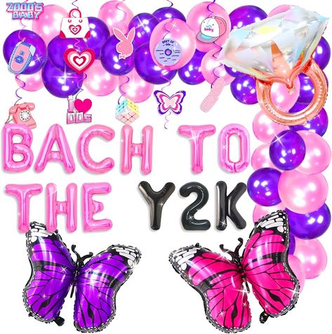 Amazon.com: JeVenis Bach to the Y2K Balloons Y2K Bach Party Decoration Retro 70s Bridal Shower Decorations Throwback Bachelorette Balloons : Home & Kitchen Throwback Bachelorette Party, Y2k Balloons, Bratz Theme Bachelorette, 2000s Bachelorette Party Themes, Y2k Theme Bachelorette, Y2k Slumber Party Bachelorette, Y2k Bachelorette Party, Y2k Bachelorette, Early 2000s Party