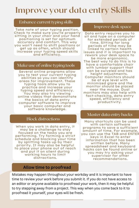 Data entry is an expansive field that has differing data entry requirements, depending on the role, the industry and the company. If you work in a data entry job or are interested in the role, you’ll want to learn how to develop and/or enhance your data entry skills to better compete and succeed. Data Entry Job, What Is Data, Typing Skills, Web Research, Job Employment, Data Entry Jobs, Data Entry, 1 Day, Improve Yourself