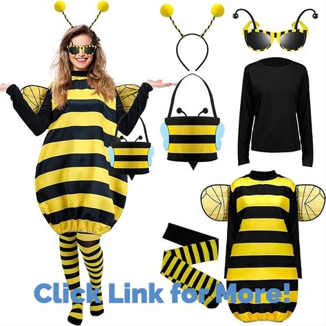 Bee Cosplay, Bee Antenna, Halloween Bee, Antenna Headband, School Costume, Bee Wings, Bee Costume, Striped Tights, Costume Women