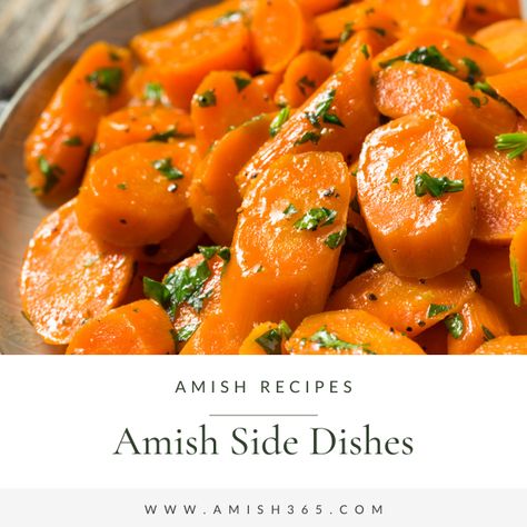 Side dish of Amish copper pennies - sliced carrots Der Dutchman Recipes, Amish Vegetable Recipes, Amish Side Dish Recipes, Amish Recipes Authentic, Marinated Carrots, Amish Food, Amish Lifestyle, Amish Chicken, Vegetable Salads