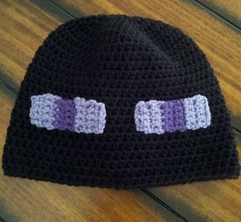 Crochet enderman beanie Crocheting Tutorial, Minecraft Crochet, Minecraft Enderman, Confection Au Crochet, Tutorial Ideas, Bonnet Crochet, Cap Ideas, Crochet Cap, Hat Ideas