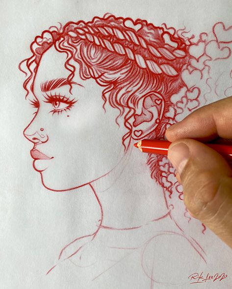 #illustration #riklee #art #drawing #design #graphic #curlyhair #sketch #portrait #babe Rik Lee, Fruit Art Drawings, Art Folio, Portrait Reference, Clothes Hacks, People Drawing, Sketch Portrait, Neo Traditional, Ink Sketch