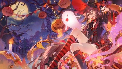 BLACKmeow on X: "#TeyvatCostumeParty ♥️♥️🍭🍬👻🍬🍭♥️♥️ https://t.co/iwYFlnqXhA" / X Halloween Pfp, Best Wallpaper Hd, Halloween Illustration, Human Art, Halloween Wallpaper, Halloween Cards, Wallpaper Pc, Anime Poses, Cute Anime Character