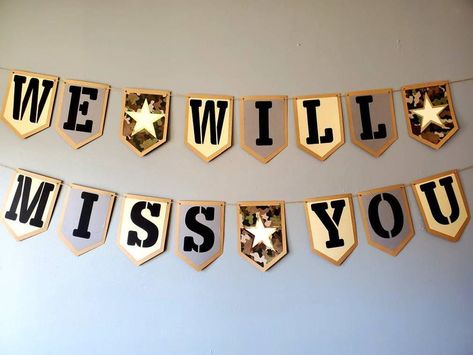 Farewell Party Ideas Decoration, Farewell Decoration Ideas, Farewell Banner, Military Send Off Party Ideas, Marine Party, Army Birthday Cakes, Farewell Party Decorations, Farewell Decorations, Deployment Party