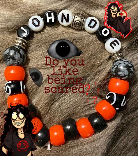 John Doe Kandi, nfs Lovejoy Kandi, Ghost Kandi Bracelet, Mcr Kandi Bracelets, One Piece Kandi Bracelet, Dirty Kandi Bracelets, Yandere Visual Novel, John Doe, Kandi Bracelets, Scene Emo