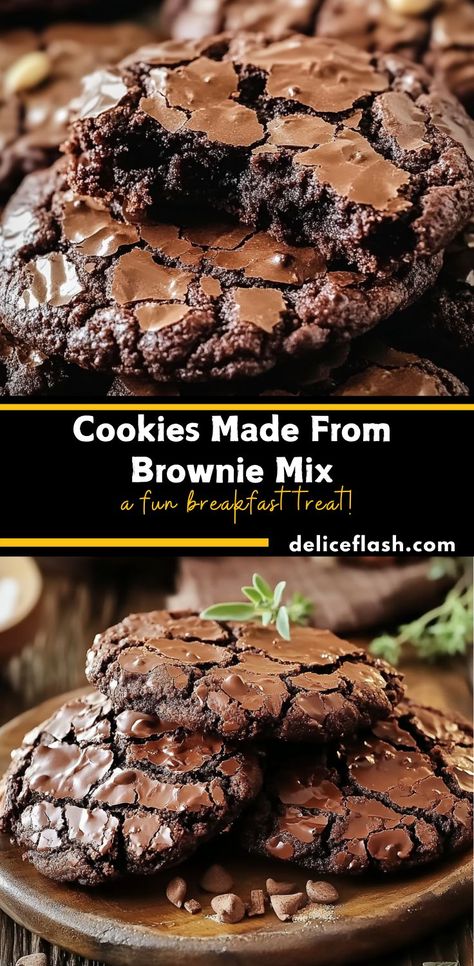 Brownie Cookies From Mix Boxes, Boxed Brownie Recipes, Fudgy Cookies, Brownie Mix Recipes, Brownie Mix Cookies, Cake Mix Cookie, How To Make Brownies, Chocolate Chip Brownies, Cookie Brownie Recipe