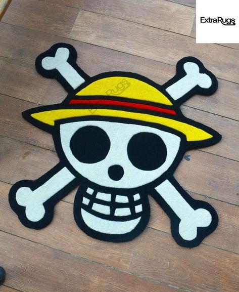 Rug Tufting Ideas Anime, Anime Tufted Rug, Easy Rug Tufting Ideas, One Piece Rug, Anime Rugs, Tufting Rug, Tufting Diy, Area Rugs Living Room, One Piece Logo