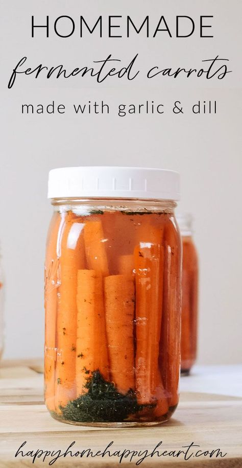 Want to learn how to make fermented carrots? You'll love this easy fermented carrots recipe. There are so many benefits of fermented foods and these lactofermented carrots are delicious! Learn how to make garlic dill fermented carrots, garlic fermented carrots, spicy fermented carrots, and more! These lacto fermented carrot sticks are so yummy! #Wellness #FermentedCarrots #GutHealth Fermenting Carrots, Fermenting Veggies, Fermented Carrots, Fermented Vegetables Recipes, Fermented Foods Benefits, Lacto Fermented, Fermented Veggies, Preserving Herbs, Carrots Recipe