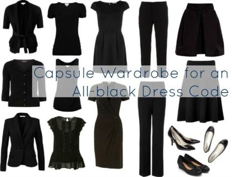 Ask Allie: All Black Capsule Wardrobe | Wardrobe Oxygen All Black Capsule Wardrobe, Black Capsule Wardrobe, All Black Dress, Black Wardrobe, All Black Dresses, Winter Typ, Minimalist Capsule Wardrobe, Minimalist Wardrobe, Dark Wear