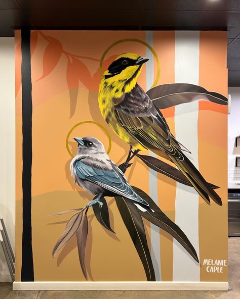 Melanie Caple (@melanie_caple) • Instagram photos and videos Nature Murals, Birds Wall Painting, Bird Mural, Mural Wall Art Birds, Space Wall Painting, Bird Art Installation, Bird Street Art, Morden Art, Bird Mural Street Art