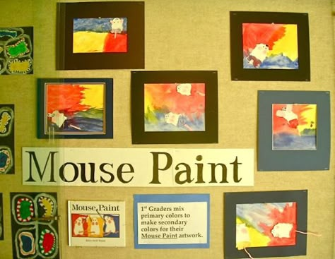 Color Art Kindergarten, Mouse Paint Activities, Color Art Lessons, Grade 1 Art, Mixing Primary Colors, Mouse Paint, Kindergarten Colors, Preschool Colors, Elementary Art Projects