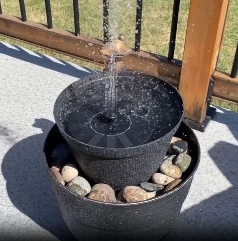 5 Simple Steps; How to Build a Stunning DIY Solar Water Fountain | Hometalk Washtub Fountain, Garden Fountain Ideas, Diy Solar Water Fountain, Hummingbird Fountain, Backyard Waterfalls, Solar Water Feature, Textured Spray Paint, Fountain Ideas, Diy Water Feature