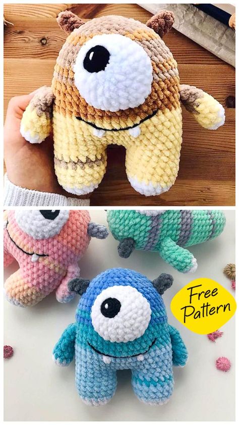 Amigurumi Plush Monster Crochet Free Pattern / via @bumbee_crochet Chunky Yarn Crochet Pattern, Monster Crochet, Scrap Crochet, Crochet Toys Free Patterns, Amigurumi Plush, Easy Crochet Animals, Crochet Monsters, Quick Crochet Patterns, Halloween Crochet Patterns