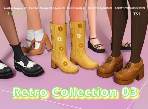 *Overview* Retro Collection 03 | Jius-sims on Patreon Sims 4 Cc Bgc, Jius Sims, Flower Boots, Cc Shoes, Sims 4 Cc Shoes, The Sims 4 Packs, Sims 4 Mm Cc, Sims 4 Cc Folder, Retro Collection