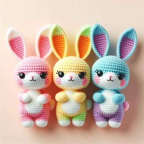 Crochet Stuffed Toys Patterns Free, Crochet Bunny Rattle Free Pattern, Easter Bunny Amigurumi Free Pattern, Easter Free Crochet Patterns, Crochet Patterns Amigurumi Animals, Amigurumi Easter Free Pattern, Crocheted Easter Items, Crochet Easter Free Pattern, Free Spring Crochet Patterns