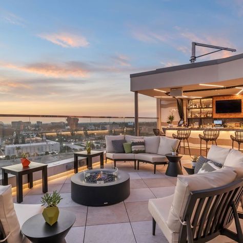 Parkestry Rooftop Bar restaurant - Anaheim, CA | OpenTable Rooftop Bar Design, Hotels Near Disneyland, Rooftop Restaurant Design, Roof Terrace Design, Rooftop Patio Design, Terrace Restaurant, Terrace Decor, Rooftop Terrace Design, Rooftop Design