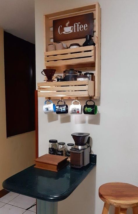 Kitchen Coffee Station Counter Space, Kitchen Counter Design, Coffee Station Ideas, Diy Coffee Station, Coffee Station Kitchen, Diy Coffee Bar, Coffee Supplies, Built In Cabinet, Coffee Bars In Kitchen