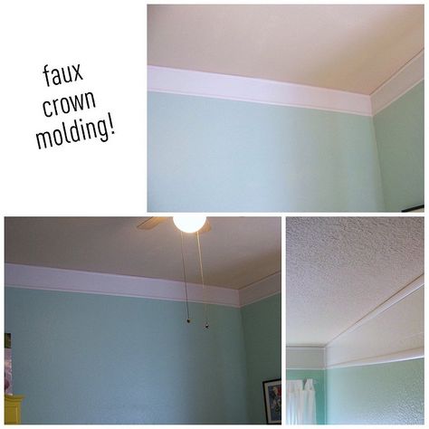 Fake crown molding Faux Crown Molding, Cheap Crown Molding, Faux Crown Moldings, Cheap Remodel, Diy Crown Molding, Crown Diy, Paint Tutorial, Crown Moldings, Painting House