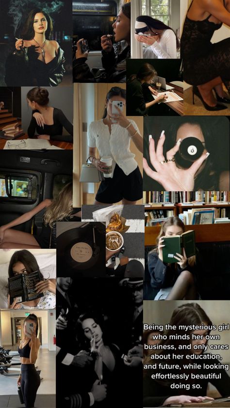 #aesthetic #autumn #fall vibes #academic #dark feminine #lana del rey #winter vibes #cozy collage #dark academia aesthetic #academic weapon Lana Del Rey Winter, Uni Student Aesthetic, Old Money Dark Academia, Winter Vibes Cozy, Uni Student, Student Aesthetic, Dark Feminine, Academia Aesthetic, Black N White