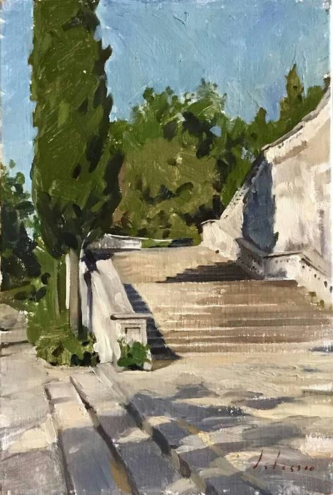 Building Painting, Italian Landscape, Architecture Painting, Landscape Art Painting, Aesthetic Painting, Landscape Artwork, Plein Air Paintings, Pastel Painting, Art Background