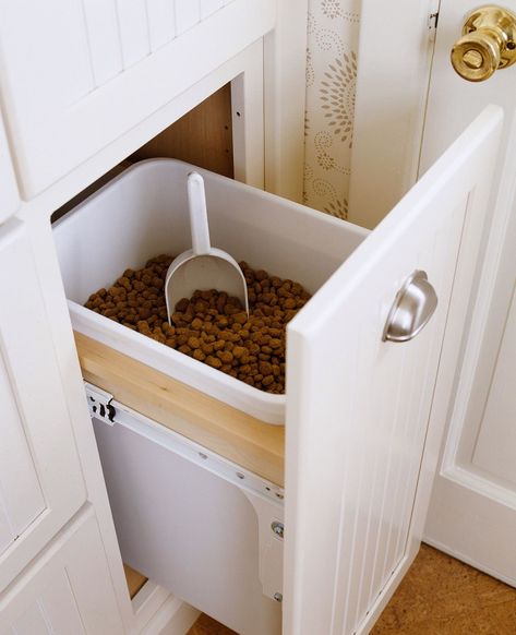 Pet Supplies Organization, Food Storage Cabinet, Laundry Room Storage Shelves, Small Laundry Room Organization, Room Storage Diy, Laundry Room Doors, Food Storage Organization, Pet Food Storage, Dog Food Storage