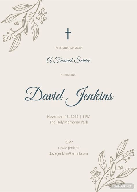 Memorial Service Invitation, Blue Flowers Background, Flowers Background, Reception Invitations, Invitation Card Design, Memorial Service, Caravaggio, Google Docs, Microsoft Word