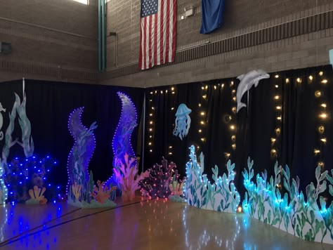 Under The Sea Stage Design, Underwater Stage Design, Under The Sea Dance Theme, Under The Sea Dance, The Little Mermaid Musical, Magic Decorations, Avatar Theme, Prom Planning, Underwater Party