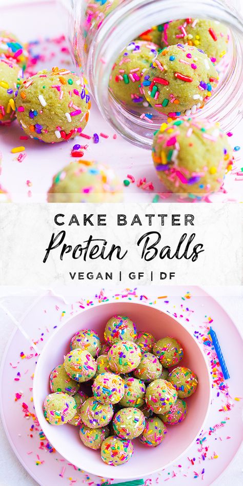 Protein Balls Cake Batter, Cake Batter Protein Recipes, Protein Balls Birthday Cake, Healthy Birthday Cake Protein Balls, Confetti Protein Balls, Birthday Protein Balls, Healthy Cake Balls, Protein Balls Gluten And Dairy Free, Gluten Free Dairy Free Protein Balls