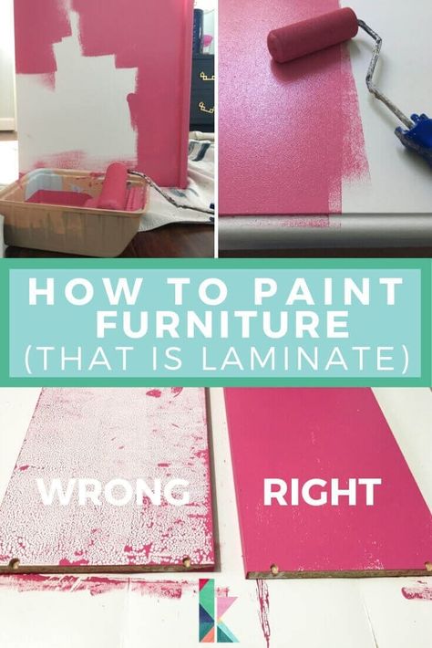 There is a vital trick for successfully painting Ikea or laminate furniture and it doesn't involve sanding! I figured out the key to making it perfect and you won't believe how easy it is.  #paintinglaminatefurniture #paintingikeafurniture #paintinglaminatefurniturewithoutsanding #paintingikeafurniturelaminate #paintinglaminatefurnitureideas Repainting Laminate Furniture, Kallax Painted Ideas, Painted Kallax Unit, Painted Laminate Furniture, Budget Images, Besta Ikea, Billy Ikea, Painting Laminate Furniture, Painting Ikea Furniture