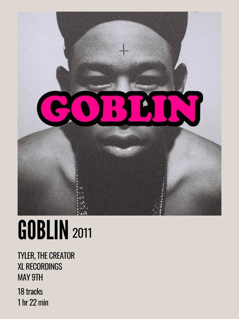 minimal aesthetic polaroid album poster for goblin by tyler the creator Album Cover With Song Titles, Goblin Album Cover, Tyler The Creator Songs, Frank Ocean Songs, Frank Ocean Album, Frank Ocean Poster, Aesthetic Polaroid, Song Posters, Tyler The Creator Wallpaper