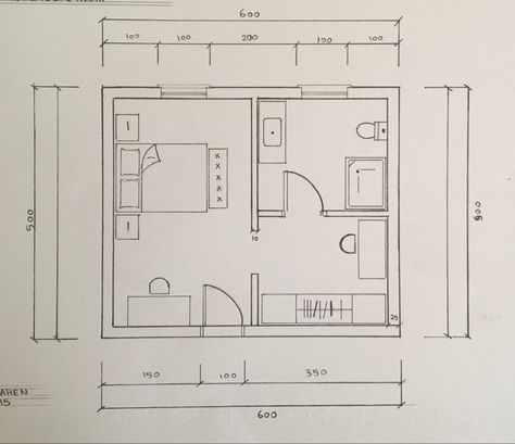 Interior Design Drawings Easy, Bedroom Plan With Dimensions, Master Suite Floor Plan, Bedroom Plan, Architecture Blueprints, Interior Design Principles, Bedroom Design Trends, Perspective Drawing Architecture, Architecture Drawing Plan