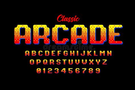 Retro Games Pixel, Video Game Font, 80s Video Games, Game Font, Retro Arcade Games, Minimalist Font, Lettering Alphabet Fonts, Retro Arcade, Graphic Design Fonts