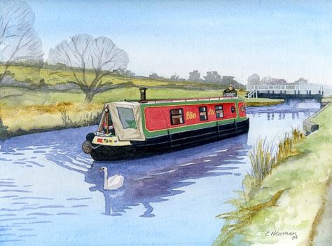 Whimsical Names, Canal Boat Art, Barge Boat, Canal Barge, Boat Illustration, Narrow Boat, Sea Dog, Canal Boats, Boat Drawing