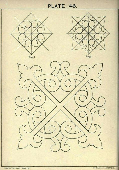 Motif Arabesque, Hantverk Diy, Freehand Drawing, Ornament Drawing, Elements And Principles, Geometric Drawing, Pola Sulam, Old Book, Illuminated Manuscript