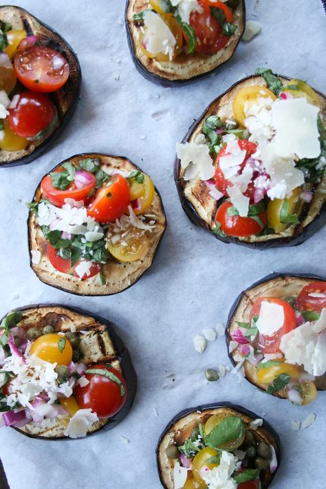 Grilled Eggplant Bruschetta Recipe Eggplant Bruschetta, Bruschetta Recipe, Grilled Eggplant, Perfect Appetizers, Eggplant, I Decided, Appetizer, Grilling, Oven