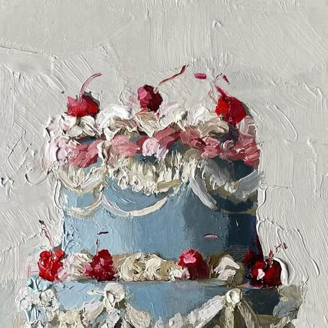 Sweets Art, Cupcake Painting, Cake Painting, Cake Drawing, Gcse Art Sketchbook, Oil Pastels Painting, Watercolor Cake, Watercolor Vintage, Simple Canvas Paintings